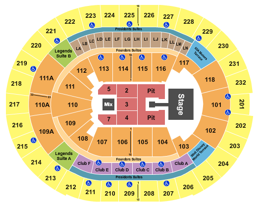 Kia Center Endstage GA Pit w/ Catwalk Seating Chart