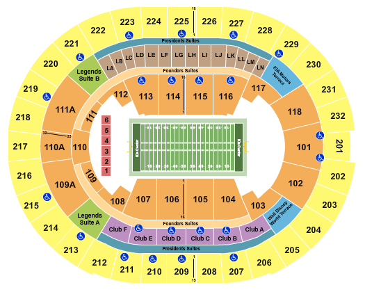 Kia Center Football - Indoors 2 Seating Chart