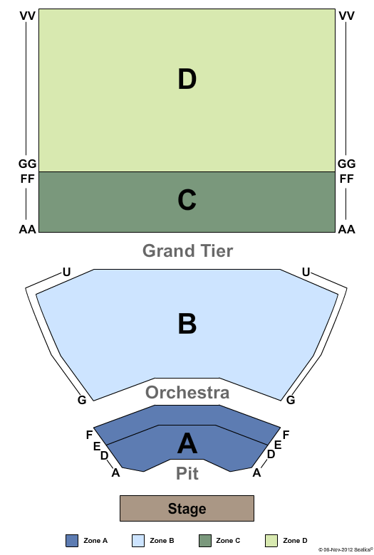 King Center For The Performing Arts End Stage Zone Seating Chart