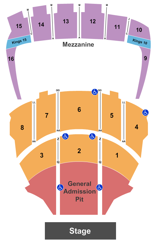 Kings Theatre - NY Endstage Pit 4 Seating Chart