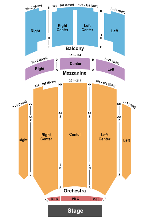 Kirby Center for the Performing Arts Seating Chart