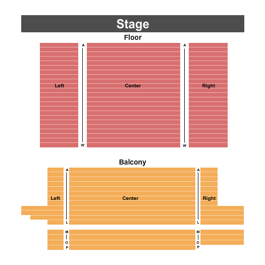 Kirby Cultural Arts Complex Floor/Balcony Seating Chart