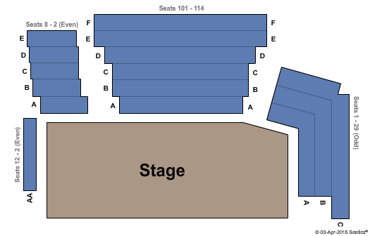 Hofmann Theatre at Lesher Center for the Arts Knight Stage Theatre - EndStage Seating Chart