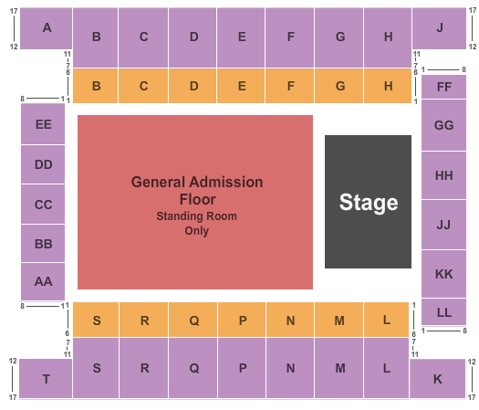 Knoxville Civic Coliseum Endstage GA Seating Chart