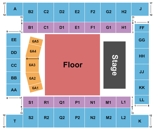 Knoxville Civic Coliseum Endstage GA Floor Seating Chart