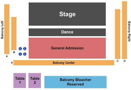 Knuckleheads Saloon Indoor Stage Endstage GA/Rsv Balc Seating Chart
