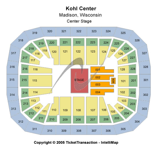 Kohl Center Center Stage Seating Chart