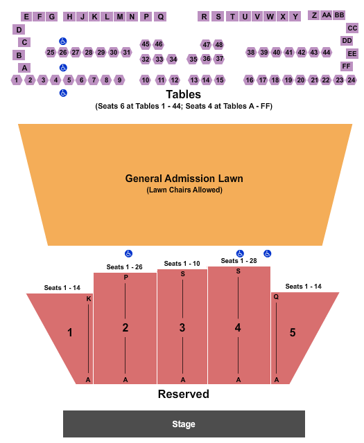 Koka Booth Amphitheatre At Regency Park Reserved Lawn Tables 3 Seating Chart