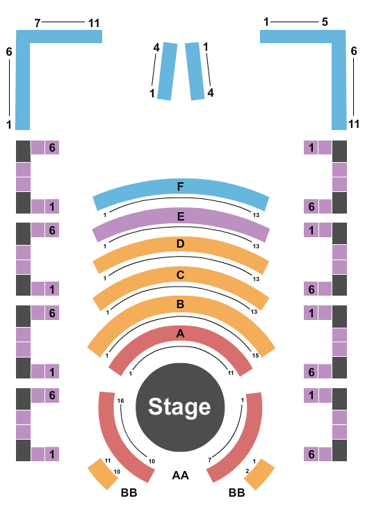Kraken Music Hall at the Venetian Hotel Las Vegas End Stage Seating Chart