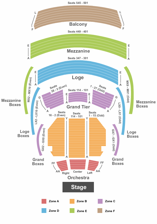 Kravis Center - Dreyfoos Concert Hall End Stage Zone Seating Chart