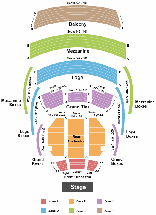 seating chart for Kravis Center - Dreyfoos Concert Hall - End Stage Zone - eventticketscenter.com