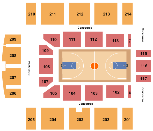 Kress Events Center & Natatorium Basketball Seating Chart