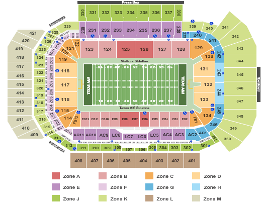 Kyle Field 2016 Football Int Zone Seating Chart