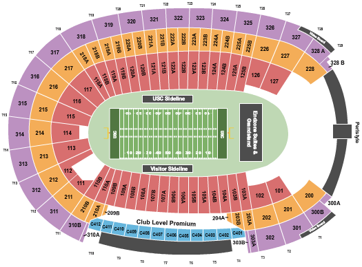 Los Angeles Memorial Coliseum Football USC Seating Chart