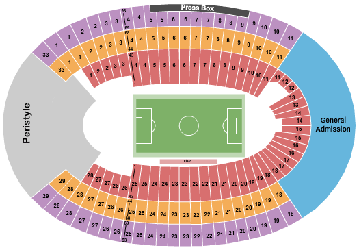 Los Angeles Memorial Coliseum Soccer with GA Seating Chart