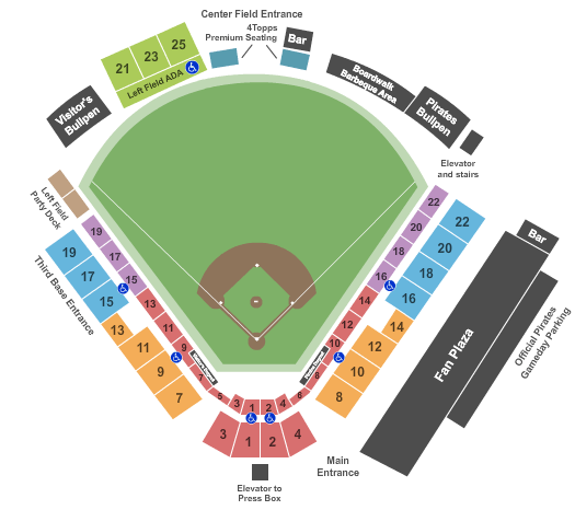 seating chart for LECOM Park - Baseball - eventticketscenter.com