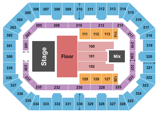 Detailed Seating Chart for La Crosse Center - Seating Capacity of 7500