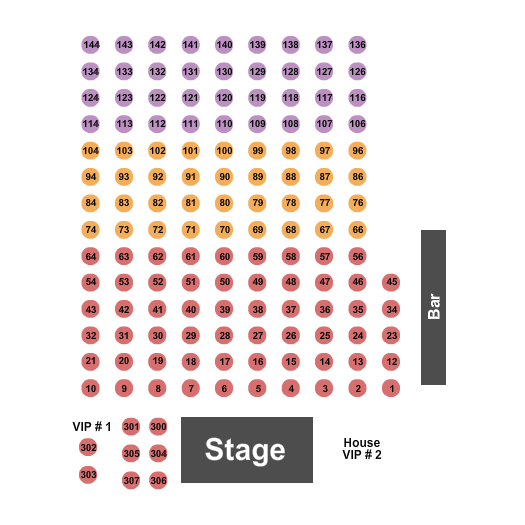 La Scala de Miami seating chart with row numbers