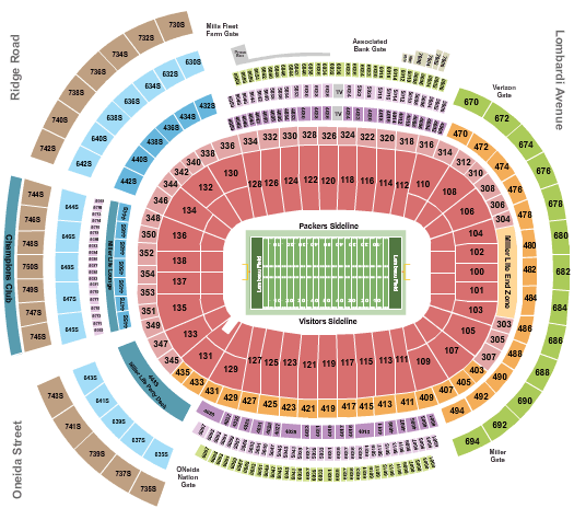 Green Bay Packers Lambeau Field Seating Chart