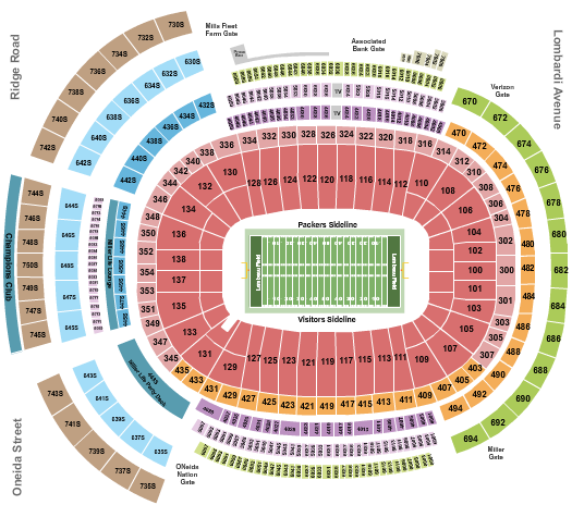 Lambeau Field Football Seating Chart