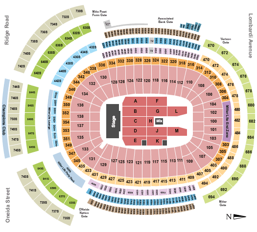 Lambeau Field Paul McCartney Seating Chart