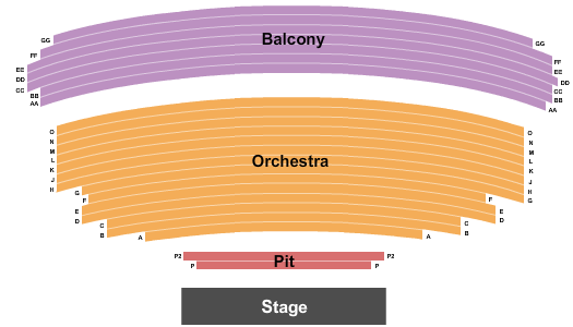Main Stage at Lancaster Performing Arts Center Endstage Pit Seating Chart