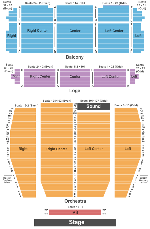 seating chart for Landmark Theatre - Syracuse - End Stage - eventticketscenter.com