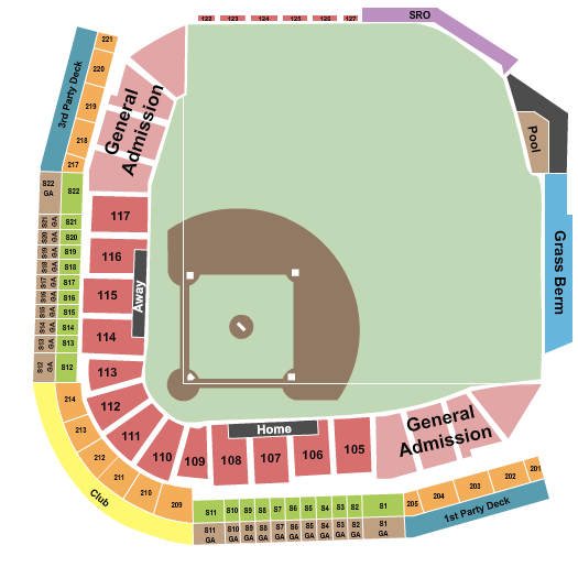 Las Vegas Ballpark Baseball GA Seating Chart