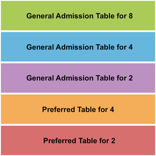 Laugh Out Loud Comedy Club GA & Preferred Table Seating Chart