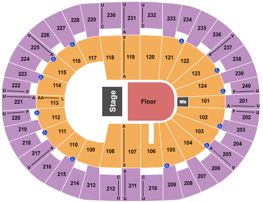 Lawrence Joel Veterans Memorial Coliseum Endstage GA Seating Chart