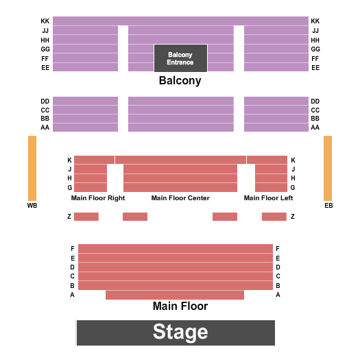 Lebowsky Center for Performing Arts Endstage Seating Chart