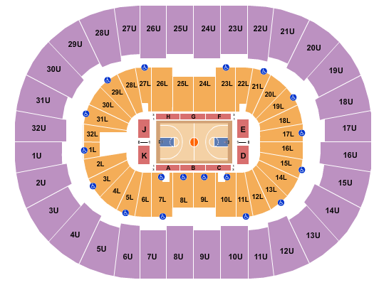 Legacy Arena at The BJCC Basketball 2018 Seating Chart