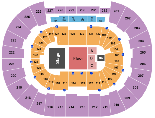 Legacy Arena at The BJCC Endstage GA & RSV Floor Seating Chart
