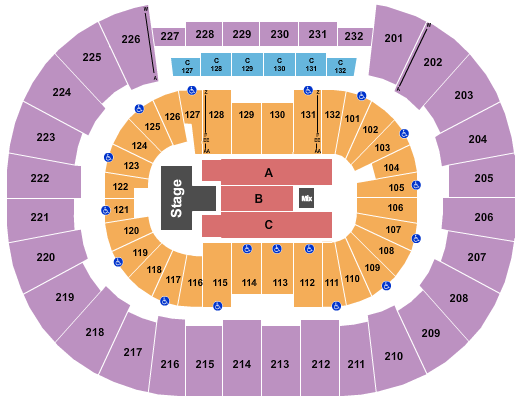 Seatmap for legacy arena at the bjcc