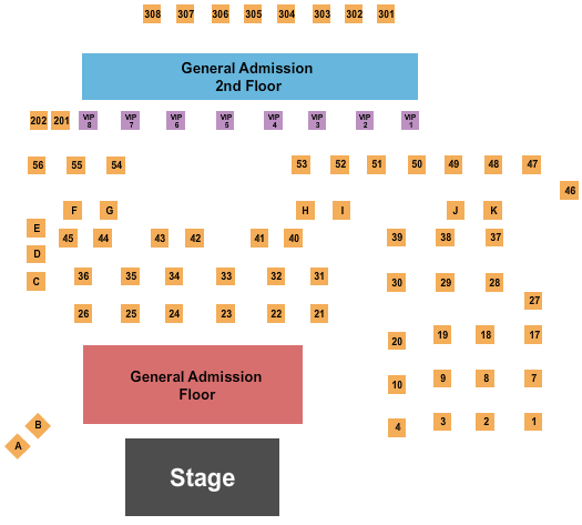 Legacy Hall - TX Endstage GA & Tables Seating Chart