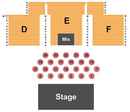 Legends Casino Event Center Endstage with Tables Seating Chart