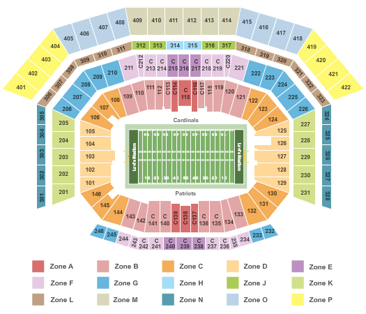 Levi's Stadium Super Bowl 2016 - Patriots/Cardinals Seating Chart