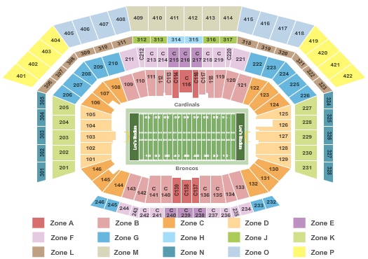 Levi's Stadium Super Bowl 50 - Broncos/Cardinals Seating Chart