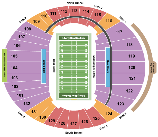 Simmons Bank Liberty Stadium 2020 Liberty Bowl Seating Chart