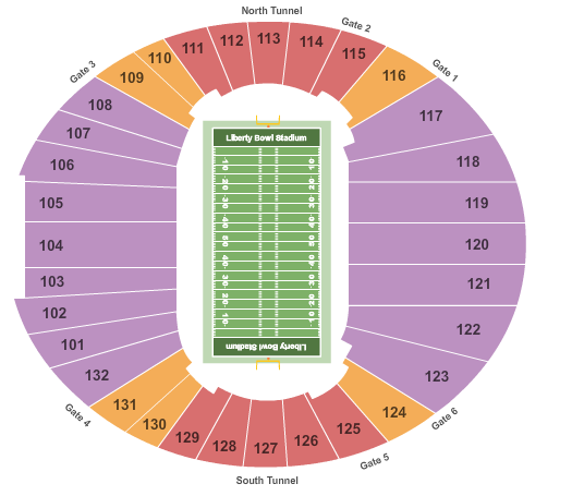 Simmons Bank Liberty Stadium Football2 Seating Chart