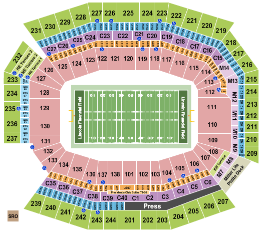 seating chart for Lincoln Financial Field - Football - eventticketscenter.com