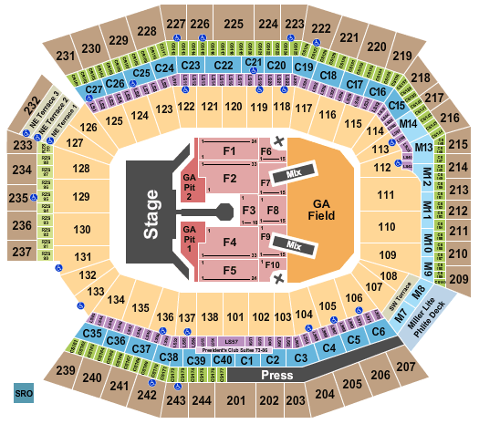 Lincoln Financial Field Stadium Series Seating Chart