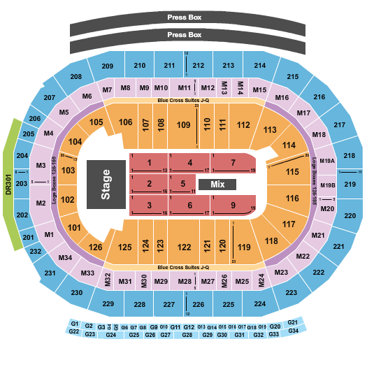 Little Caesars Arena Hall and Oates & Train Seating Chart