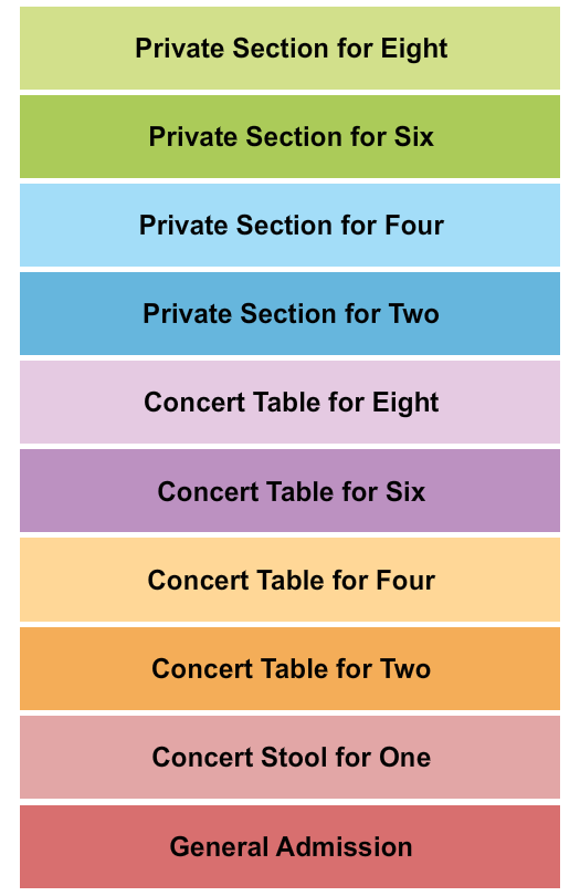 Live! Casino Pittsburgh GA/Stool/Table/Private Seating Chart
