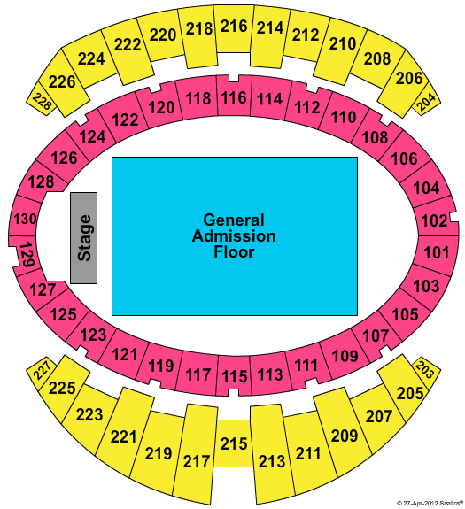 Long Beach Arena at Long Beach Convention Center End Stage GA Seating Chart