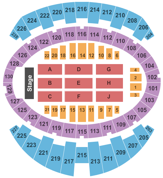 Long Beach Arena at Long Beach Convention Center End Stage Seating Chart