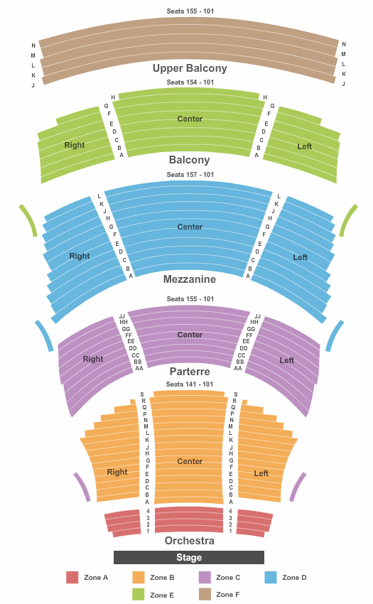 Long Center Detailed Seating Chart