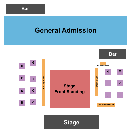 Loud American Roadhouse Endstage GA/VIP Table - Rail Seating Chart