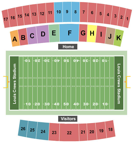 Louis Crews Stadium, Football Seating Chart Star Tickets
