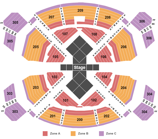 seating chart for Love Theatre - Mirage Las Vegas - Cirque Int Zone - eventticketscenter.com